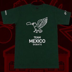 Playera personalizada Team México Debate elaborada con impresión DTF sobre playera 100% algodón. Trabajo real realizado por Playeras Personalizadas MX con entrega puntual a domicilio.