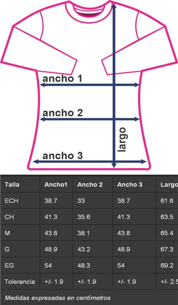 tallas y medidas manga larga para dama