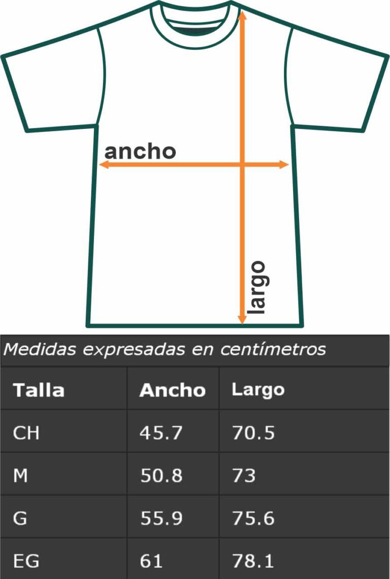 tallas y medidas de playeras para sublimacion