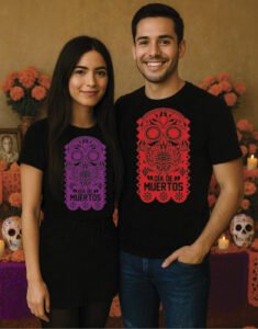 playeras estampadas papel picado para halloween