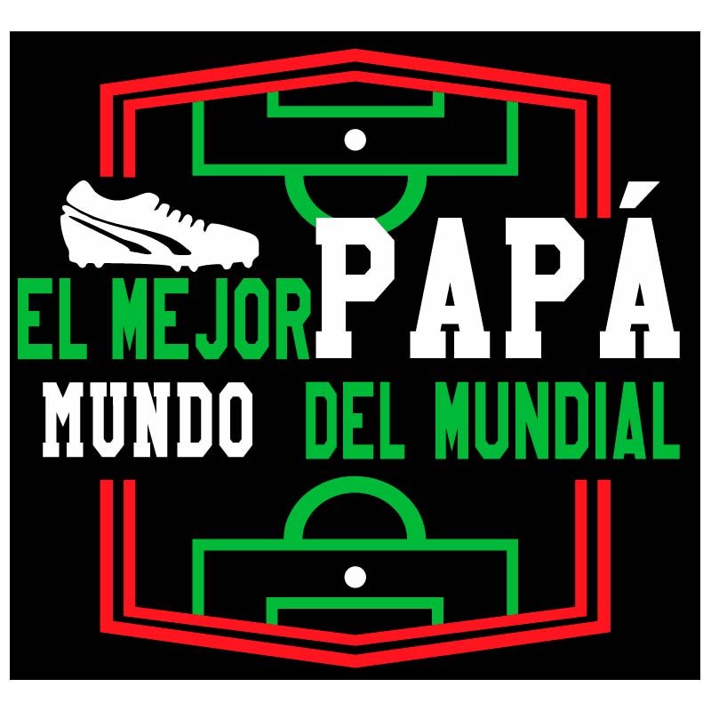Playera El Mejor Papá del Mundial con diseño de cancha de fútbol para Día del Padre.