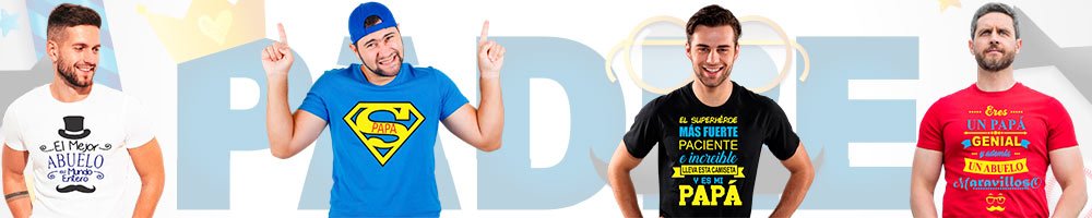 Modelos usando playeras personalizadas para el Día del Padre y abuelo con diseños divertidos y familiares impresos en DTF.