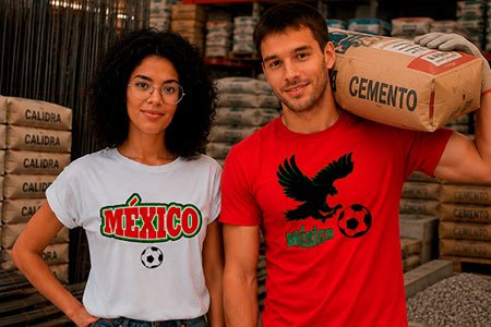 Playeras personalizadas de México para trabajadores de construcción y ferretería con impresión DTF.