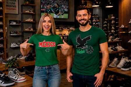 Playeras personalizadas de México para negocio de tenis y fútbol con impresión DTF de alta calidad.