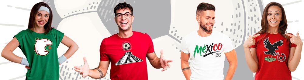 Playeras personalizadas para el Mundial 2026 con diseños inspirados en México y fútbol para negocios, eventos y aficionados.