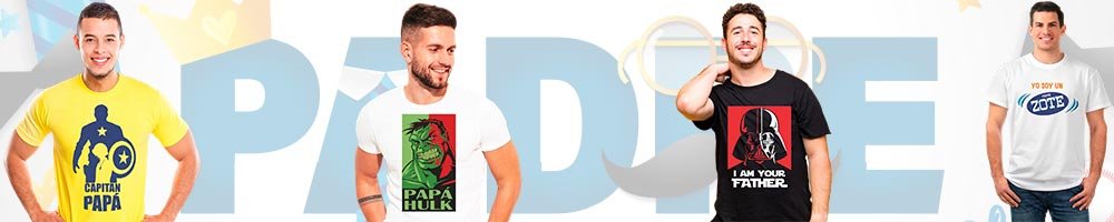 Playeras personalizadas para Día del Padre con diseños de superhéroes inspirados en Hulk, Darth Vader y Capitán Papá.