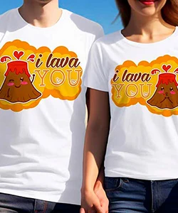 Playeras para pareja con diseño romántico para el Día del Amor y la Amistad. Descubre la colección especial de Playeras Personalizadas MX para San Valentín.