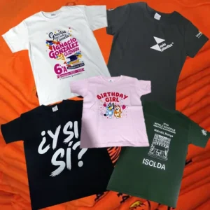 Trabajos reales de playeras personalizadas para empresas, escuelas, cumpleaños y proyectos especiales realizados por Playeras Personalizadas MX en CDMX.